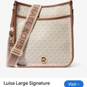 Michael Kors Luisa Large Signature Crossbody Bag - Brown and Cream